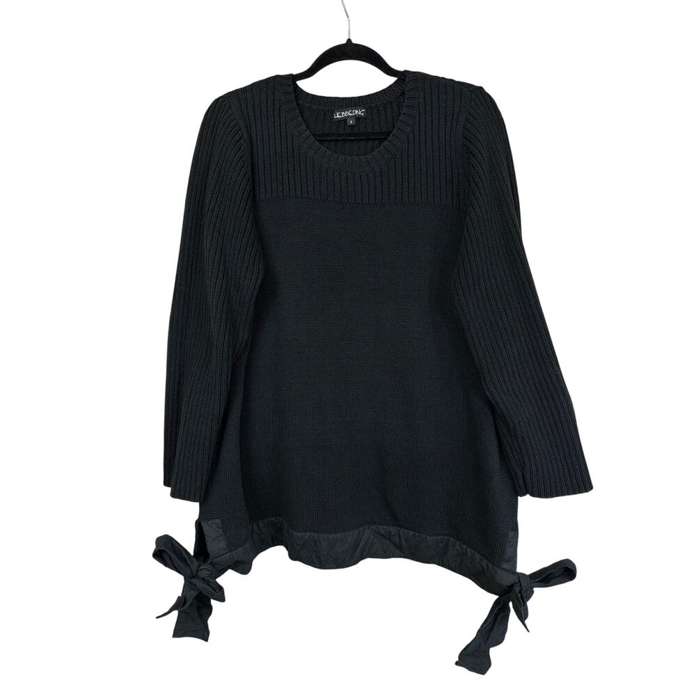 Hebbeding Black Cotton Long Sleeve Scoop-Neck Sweater Size LARGE